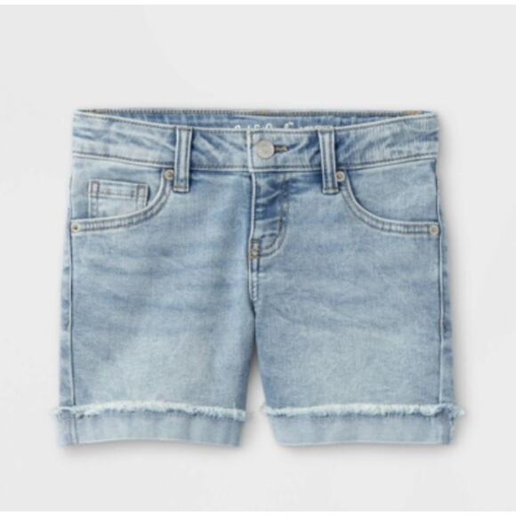 Cat & Jack Girl's Super Stretch Midi Denim Jean Blue Shorts Size Medium 7-8 - Picture 1 of 7